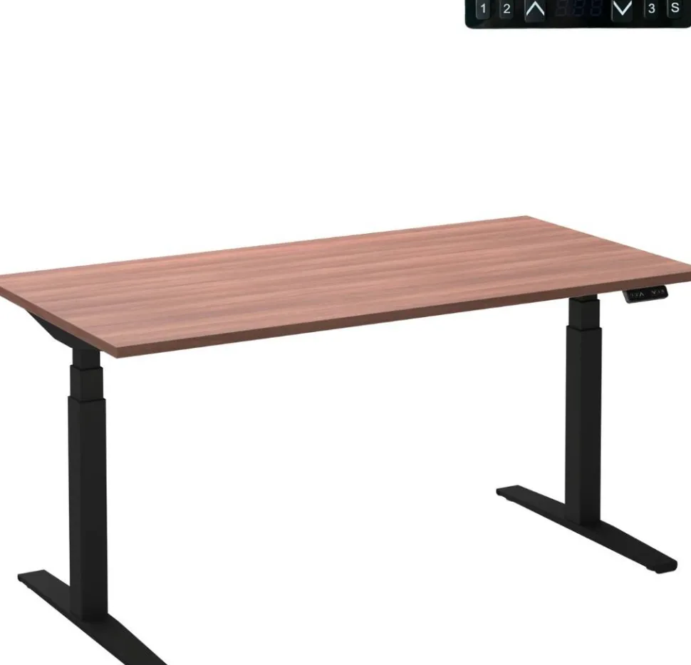 Ceha Adjust 2 Plus Elektrisch hoogteverstelbaar Zit-sta-bureau Rechthoekig Havanabruin Eiken T-Voet 1,800 (B) x 800 (D) x 1,300 (H) mm Melamine, metaal