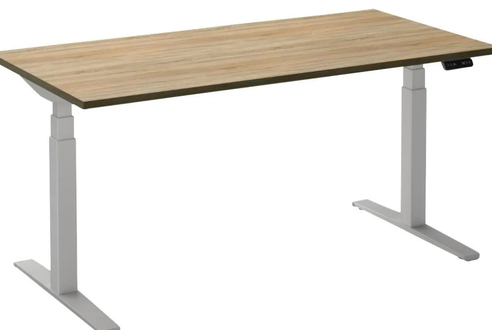 Ceha Adjust 2 Plus Elektrisch hoogteverstelbaar Zit-sta-bureau Rechthoekig Eiken T-Voet 1,800 (B) x 800 (D) x 1,300 (H) mm Melamine, metaal