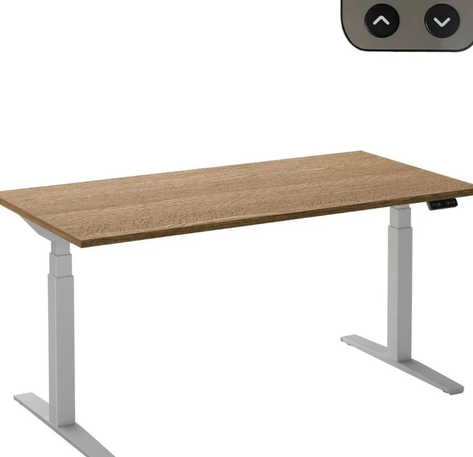 Ceha Adjust 2 Plus Elektrisch hoogteverstelbaar Zit-sta-bureau Rechthoekig Tabak Eiken T-Voet 1,800 (B) x 800 (D) x 1,300 (H) mm Melamine, metaal