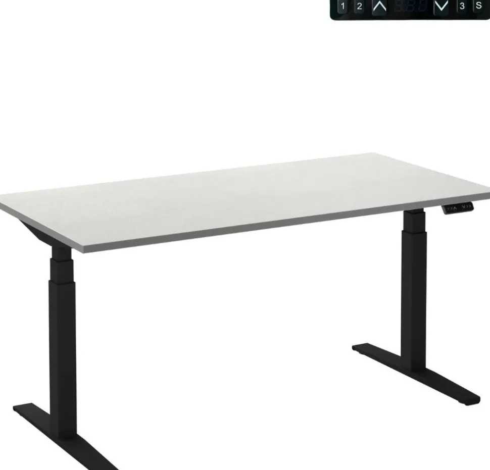 Ceha Adjust 2 Plus Elektrisch hoogteverstelbaar Zit-sta-bureau Rechthoekig Wit T-Voet 2,000 (B) x 800 (D) x 1,300 (H) mm Melamine, metaal