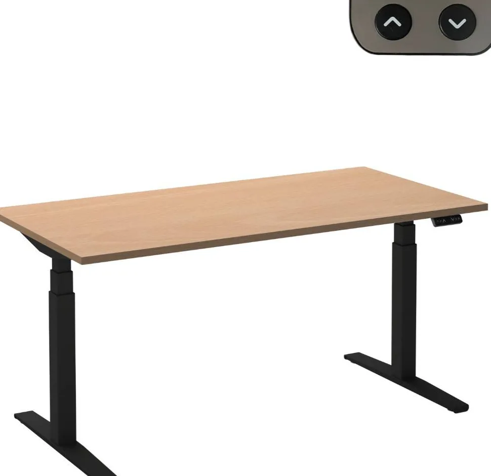 Ceha Adjust 2 Plus Elektrisch hoogteverstelbaar Zit-sta-bureau Rechthoekig Beuken T-Voet 2,000 (B) x 800 (D) x 1,300 (H) mm Melamine, metaal