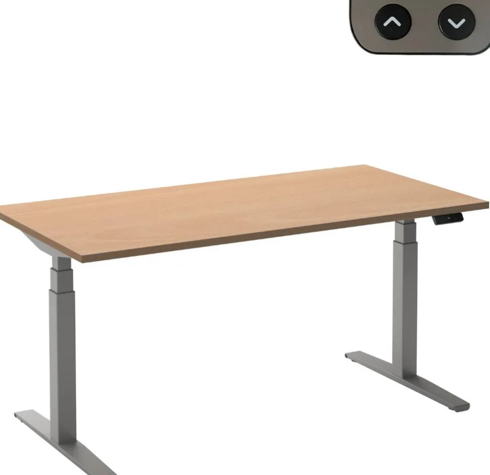 Ceha Adjust 2 Plus Elektrisch hoogteverstelbaar Zit-sta-bureau Rechthoekig Beuken T-Voet 2,000 (B) x 800 (D) x 1,300 (H) mm Melamine, metaal