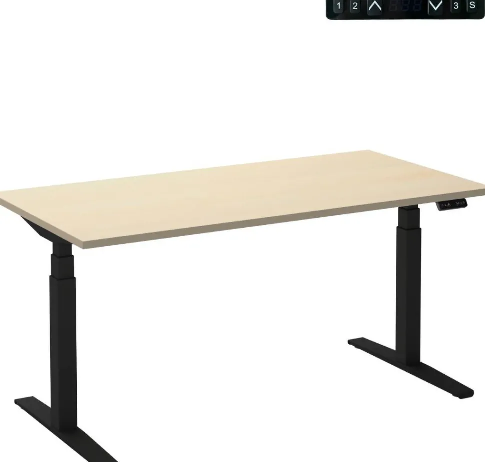 Ceha Adjust 2 Plus Elektrisch hoogteverstelbaar Zit-sta-bureau Rechthoekig Ahorn T-Voet 1,200 (B) x 800 (D) x 1,300 (H) mm Melamine, metaal