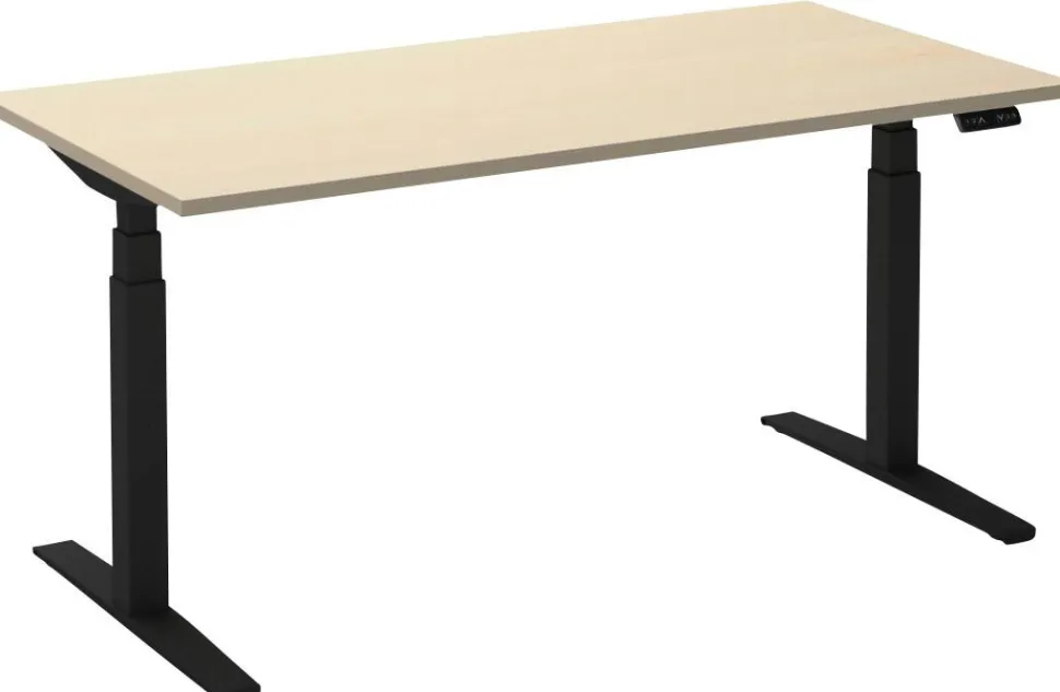 Ceha Adjust 2 Plus Elektrisch hoogteverstelbaar Zit-sta-bureau Rechthoekig Ahorn T-Voet 1,400 (B) x 800 (D) x 1,300 (H) mm Melamine, metaal