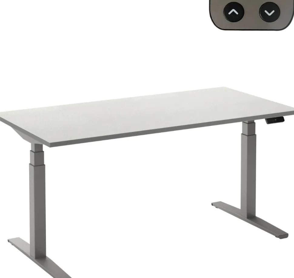 Ceha Adjust 2 Plus Elektrisch hoogteverstelbaar Zit-sta-bureau Rechthoekig Wit T-Voet 1,600 (B) x 800 (D) x 1,300 (H) mm Melamine, metaal