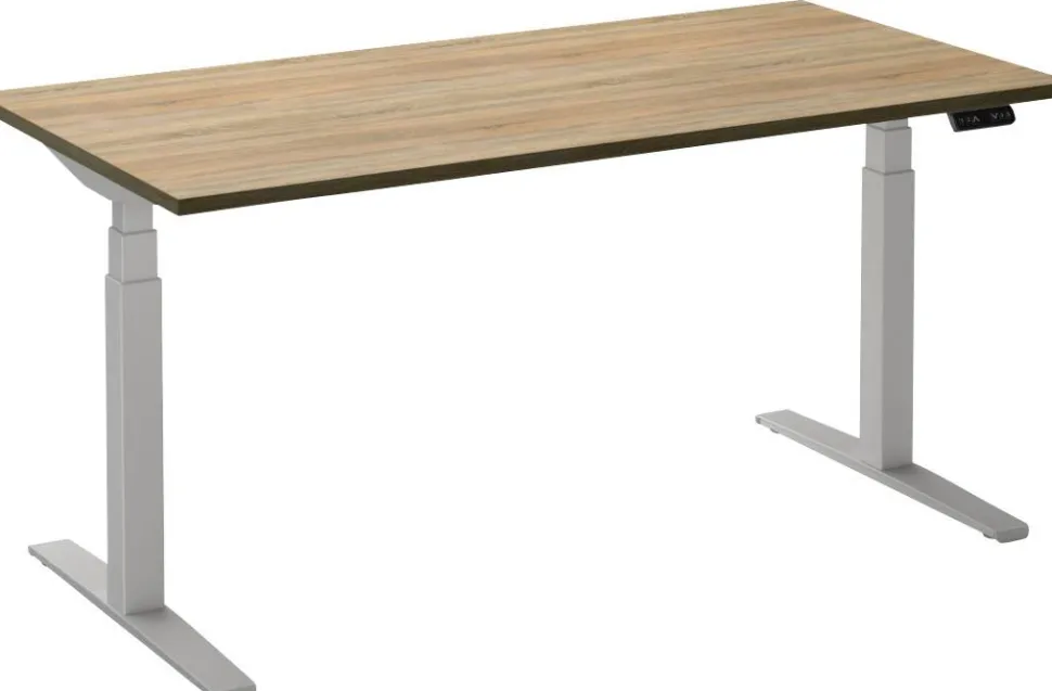Ceha Adjust 2 Plus Elektrisch hoogteverstelbaar Zit-sta-bureau Rechthoekig Eiken T-Voet 1,800 (B) x 800 (D) x 1,300 (H) mm Melamine, metaal