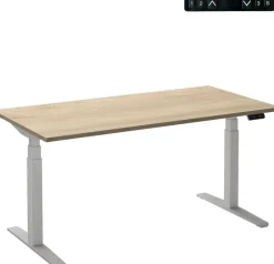 Ceha Adjust 2 Plus Elektrisch hoogteverstelbaar Zit-sta-bureau Rechthoekig Wit Eiken T-Voet 1,400 (B) x 800 (D) x 1,300 (H) mm Melamine, metaal