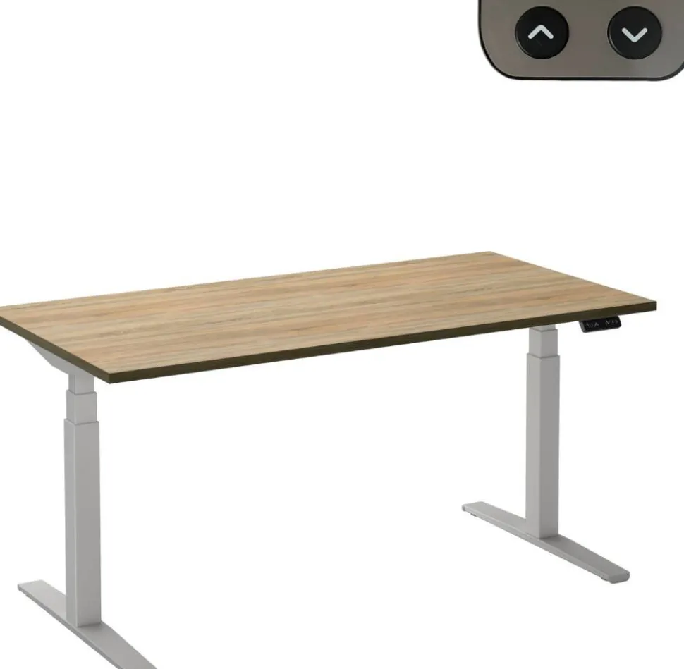 Ceha Adjust 2 Plus Elektrisch hoogteverstelbaar Zit-sta-bureau Rechthoekig Eiken T-Voet 2,000 (B) x 800 (D) x 1,300 (H) mm Melamine, metaal