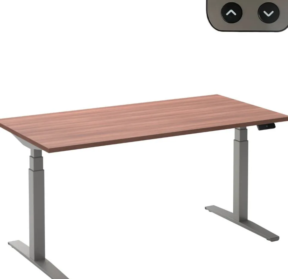 Ceha Adjust 2 Plus Elektrisch hoogteverstelbaar Zit-sta-bureau Rechthoekig Havanabruin Eiken T-Voet 1,800 (B) x 900 (D) x 1,300 (H) mm Melamine, metaal