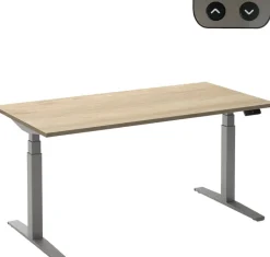 Ceha Adjust 2 Plus Elektrisch hoogteverstelbaar Zit-sta-bureau Rechthoekig Wit Eiken T-Voet 1,600 (B) x 800 (D) x 1,300 (H) mm Melamine, metaal