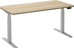 Ceha Adjust 2 Plus Elektrisch hoogteverstelbaar Zit-sta-bureau Rechthoekig Wit Eiken T-Voet 1,200 (B) x 800 (D) x 1,300 (H) mm Melamine, metaal