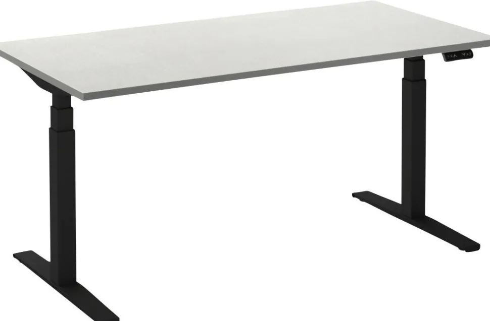 Ceha Adjust 2 Plus Elektrisch hoogteverstelbaar Zit-sta-bureau Rechthoekig Wit T-Voet 1,600 (B) x 800 (D) x 1,300 (H) mm Melamine, metaal