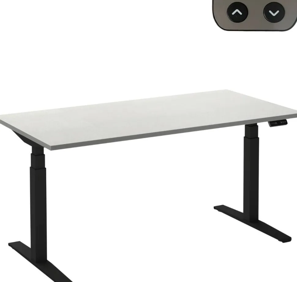 Ceha Adjust 2 Plus Elektrisch hoogteverstelbaar Zit-sta-bureau Rechthoekig Wit T-Voet 1,200 (B) x 800 (D) x 1,300 (H) mm Melamine, metaal
