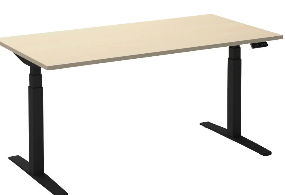Ceha Adjust 2 Plus Elektrisch hoogteverstelbaar Zit-sta-bureau Rechthoekig Ahorn T-Voet 1,600 (B) x 800 (D) x 1,300 (H) mm Melamine, metaal