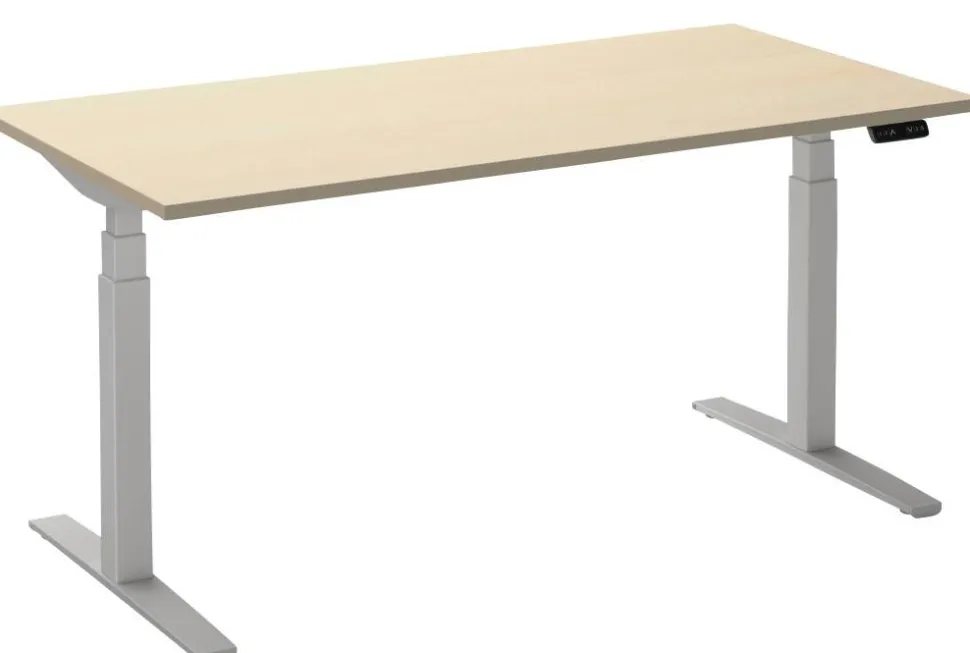 Ceha Adjust 2 Plus Elektrisch hoogteverstelbaar Zit-sta-bureau Rechthoekig Ahorn T-Voet 1,600 (B) x 800 (D) x 1,300 (H) mm Melamine, metaal