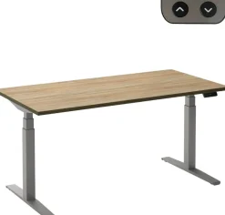 Ceha Adjust 2 Plus Elektrisch hoogteverstelbaar Zit-sta-bureau Rechthoekig Eiken T-Voet 1,600 (B) x 800 (D) x 1,300 (H) mm Melamine, metaal