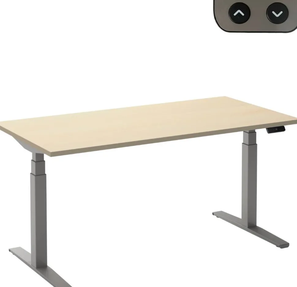 Ceha Adjust 2 Plus Elektrisch hoogteverstelbaar Zit-sta-bureau Rechthoekig Ahorn T-Voet 1,200 (B) x 800 (D) x 1,300 (H) mm Melamine, metaal