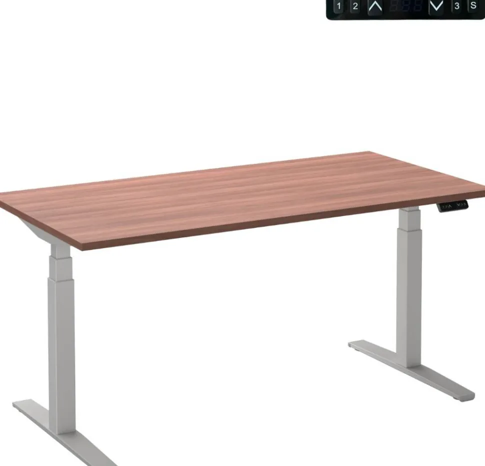 Ceha Adjust 2 Plus Elektrisch hoogteverstelbaar Zit-sta-bureau Rechthoekig Havanabruin Eiken T-Voet 1,200 (B) x 800 (D) x 1,300 (H) mm Melamine, metaal