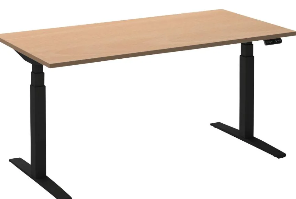 Ceha Adjust 2 Plus Elektrisch hoogteverstelbaar Zit-sta-bureau Rechthoekig Beuken T-Voet 1,600 (B) x 800 (D) x 1,300 (H) mm Melamine, metaal