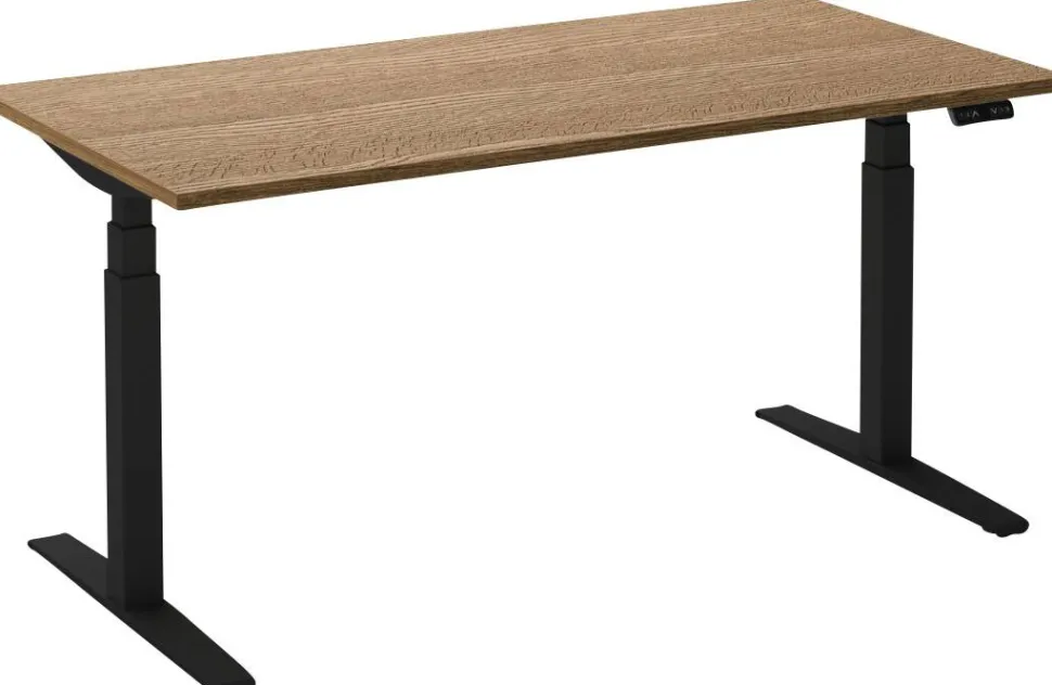 Ceha Adjust 2 Plus Elektrisch hoogteverstelbaar Zit-sta-bureau Rechthoekig Tabak Eiken T-Voet 1,400 (B) x 800 (D) x 1,300 (H) mm Melamine, metaal