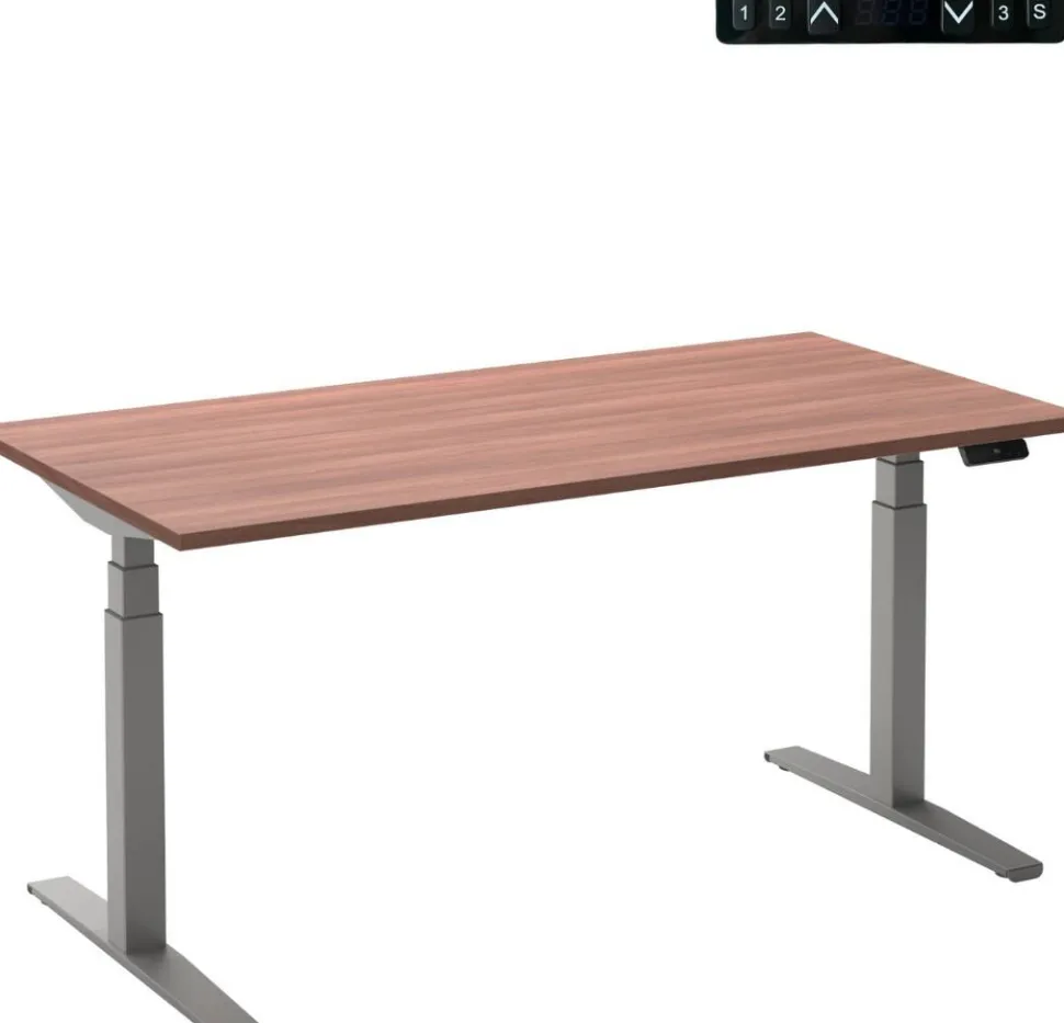 Ceha Adjust 2 Plus Elektrisch hoogteverstelbaar Zit-sta-bureau Rechthoekig Havanabruin Eiken T-Voet 1,200 (B) x 800 (D) x 1,300 (H) mm Melamine, metaal