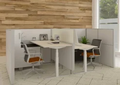 Ceha Adjust 2 Plus Elektrisch hoogteverstelbaar Zit-sta-bureau Rechthoekig Wit Eiken T-Voet 1,800 (B) x 800 (D) x 1,300 (H) mm Melamine, metaal