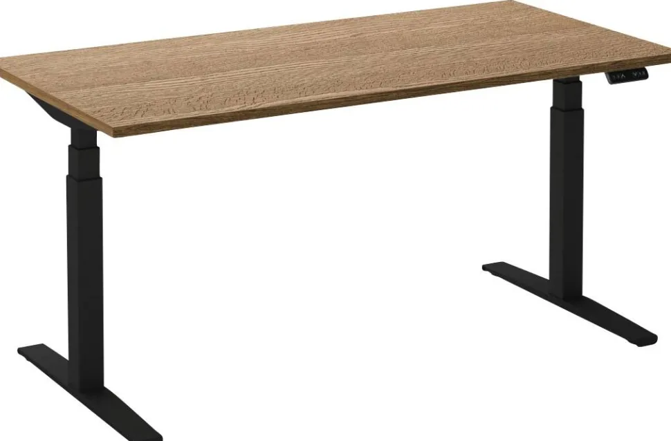 Ceha Adjust 2 Plus Elektrisch hoogteverstelbaar Zit-sta-bureau Rechthoekig Tabak Eiken T-Voet 1,400 (B) x 800 (D) x 1,300 (H) mm Melamine, metaal