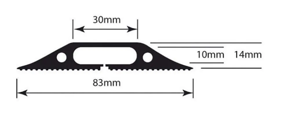 D-Line Linkable Vloerkabelgoot Zwart 8,3 cm x 1,4 cm x 1.800 mm