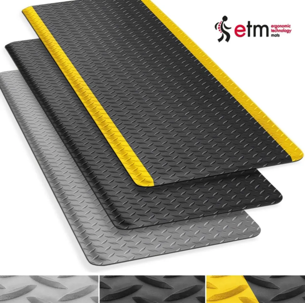 etm Anti-vermoeidheidsmat Heavy Duty PVC, vinyl Diamant Zwart 900 x 3050 mm