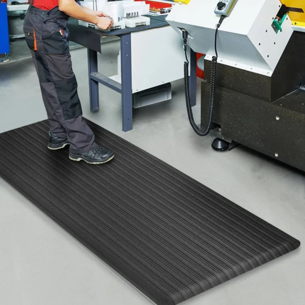etm Heavy Duty Ripp Mat PVC (Polyvinylchloride), Vinyl Zwart 90 x 150 cm