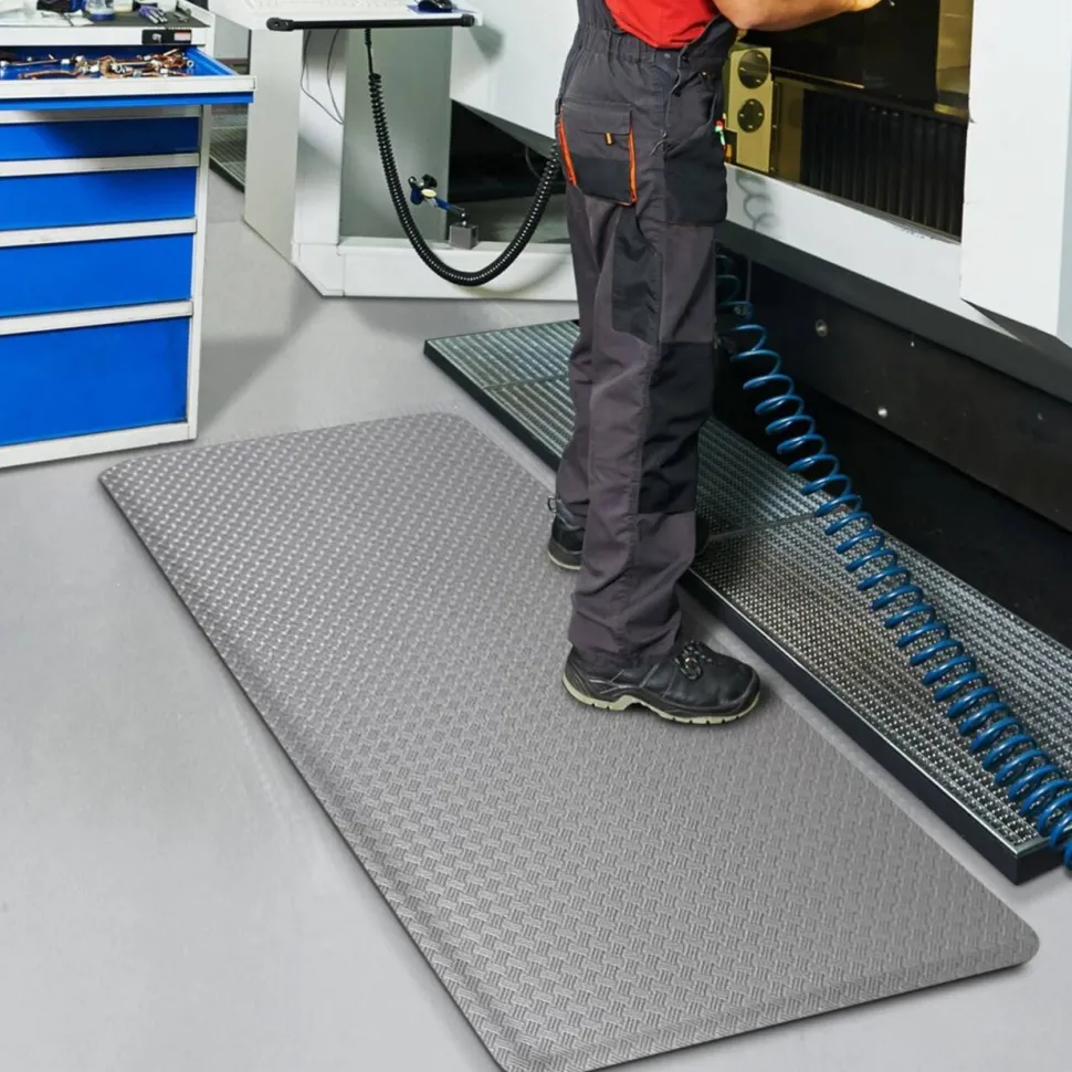 etm Heavy Duty TireTuff Antivermoeidheidsmat PVC (Polyvinylchloride), Vinyl Grijs 60 x 90 cm