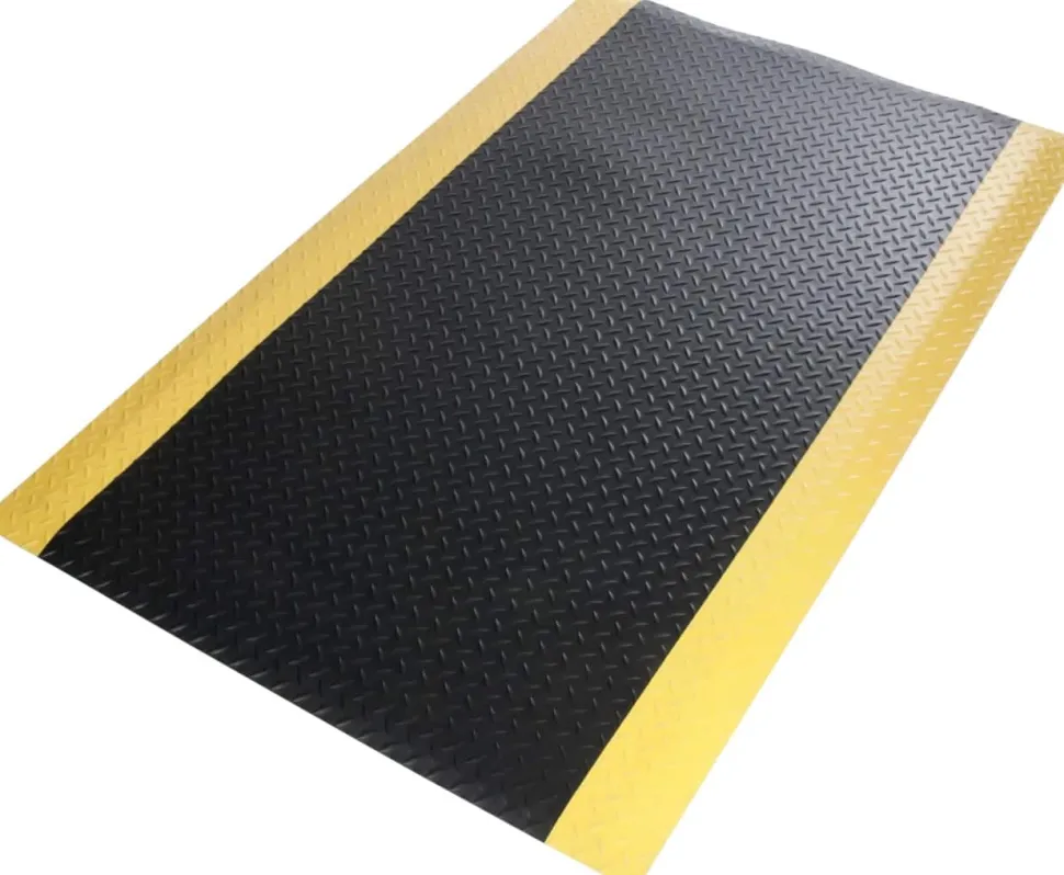 etm Heavy-Duty Diamond Antivermoeidheidsmat PVC (Polyvinylchloride), Vinyl Geel, zwart 305 x 90 cm
