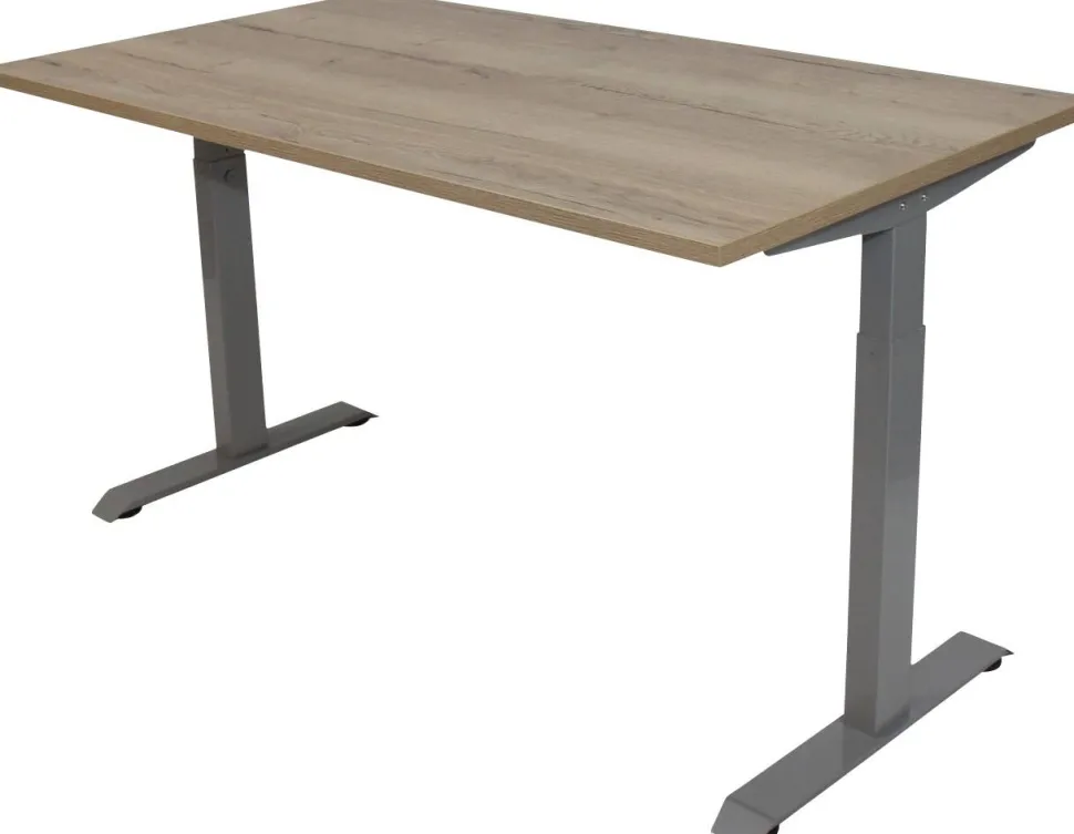 euroseats Bureau Rechthoekig Naturel Eiken T-Voet 1.600 (B) x 800 (D) x 865 (H) mm Metaal