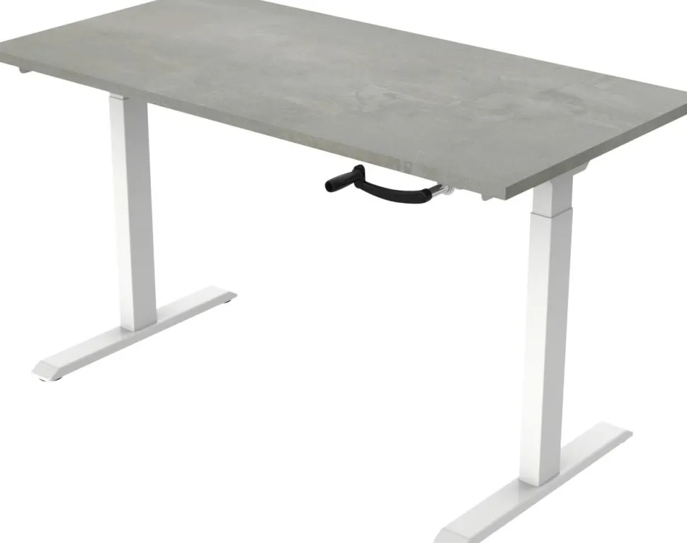 euroseats Crank Zit-sta-bureau Rechthoekig Oxyd Beton T-Voet 1.200 (B) x 800 (D) x 1.190 (H) mm Metaal