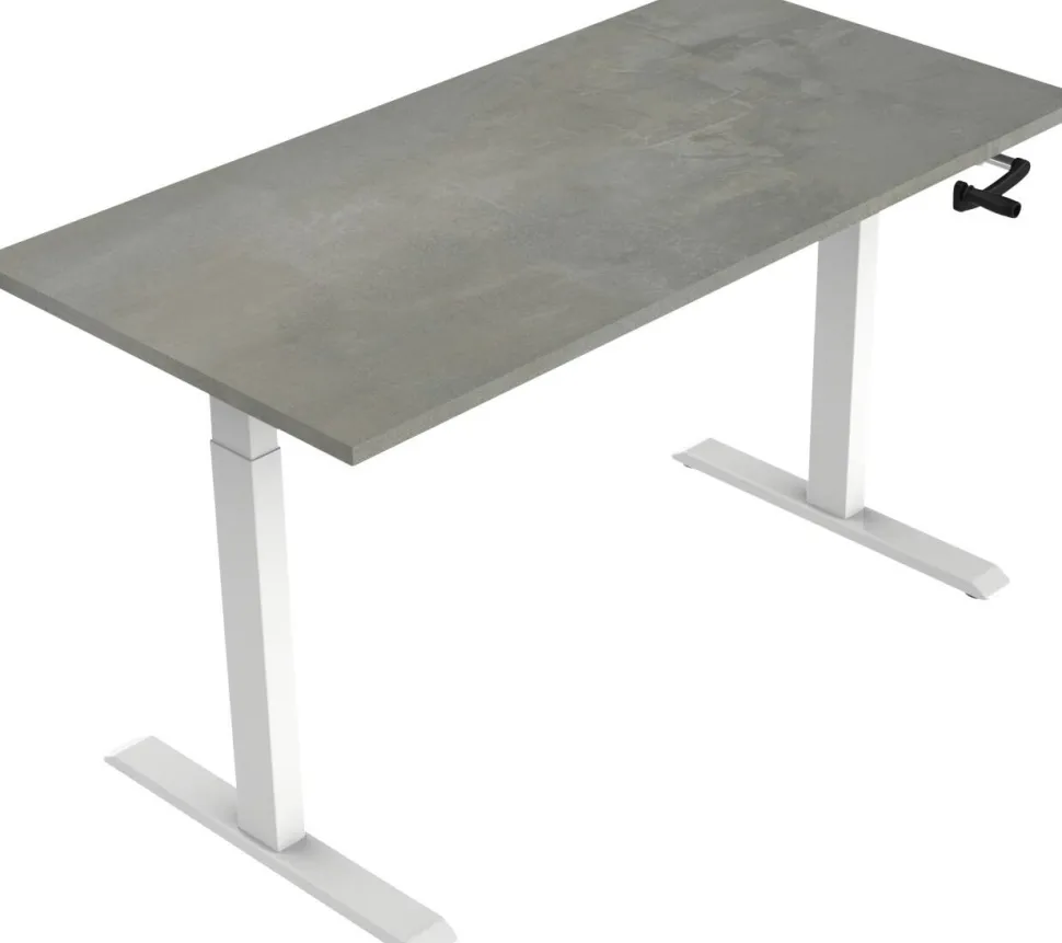euroseats Crank Zit-sta-bureau Rechthoekig Oxyd Beton T-Voet 1.200 (B) x 800 (D) x 1.190 (H) mm Metaal
