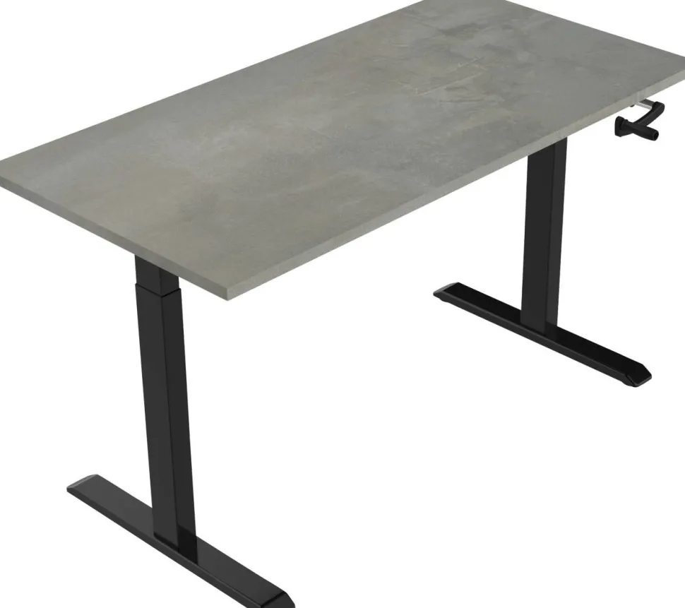 euroseats Crank Zit-sta-bureau Rechthoekig Oxyd Beton T-Voet 1.600 (B) x 800 (D) x 1.190 (H) mm Metaal