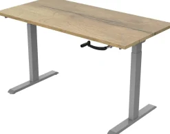 euroseats Crank Zit-sta-bureau Rechthoekig Naturel Eiken T-Voet 1.800 (B) x 800 (D) x 1.190 (H) mm Metaal