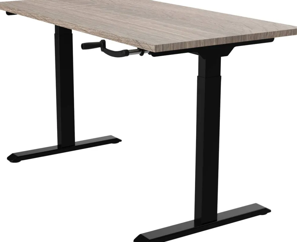 euroseats Crank Zit-sta-bureau Rechthoekig Robson Eiken T-Voet 1.600 (B) x 800 (D) x 1.190 (H) mm Metaal