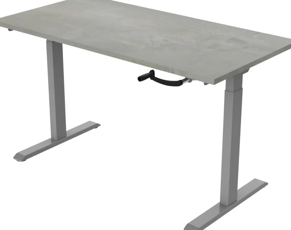 euroseats Crank Zit-sta-bureau Rechthoekig Oxyd Beton T-Voet 1.400 (B) x 800 (D) x 1.190 (H) mm Metaal