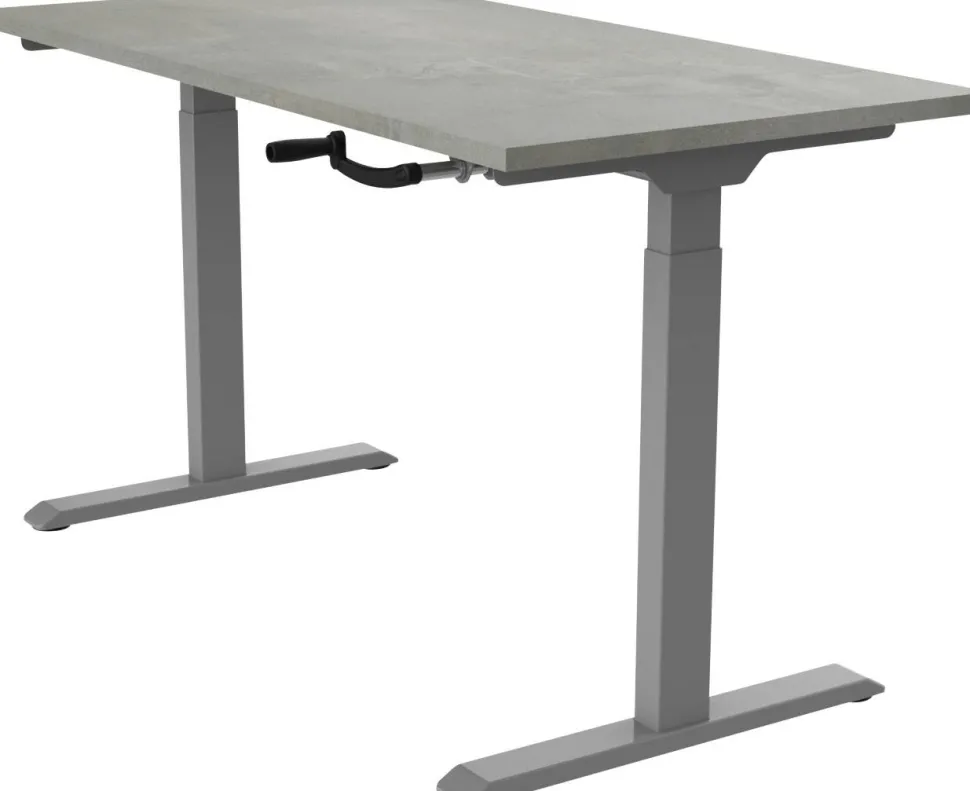 euroseats Crank Zit-sta-bureau Rechthoekig Oxyd Beton T-Voet 1.200 (B) x 800 (D) x 1.190 (H) mm Metaal