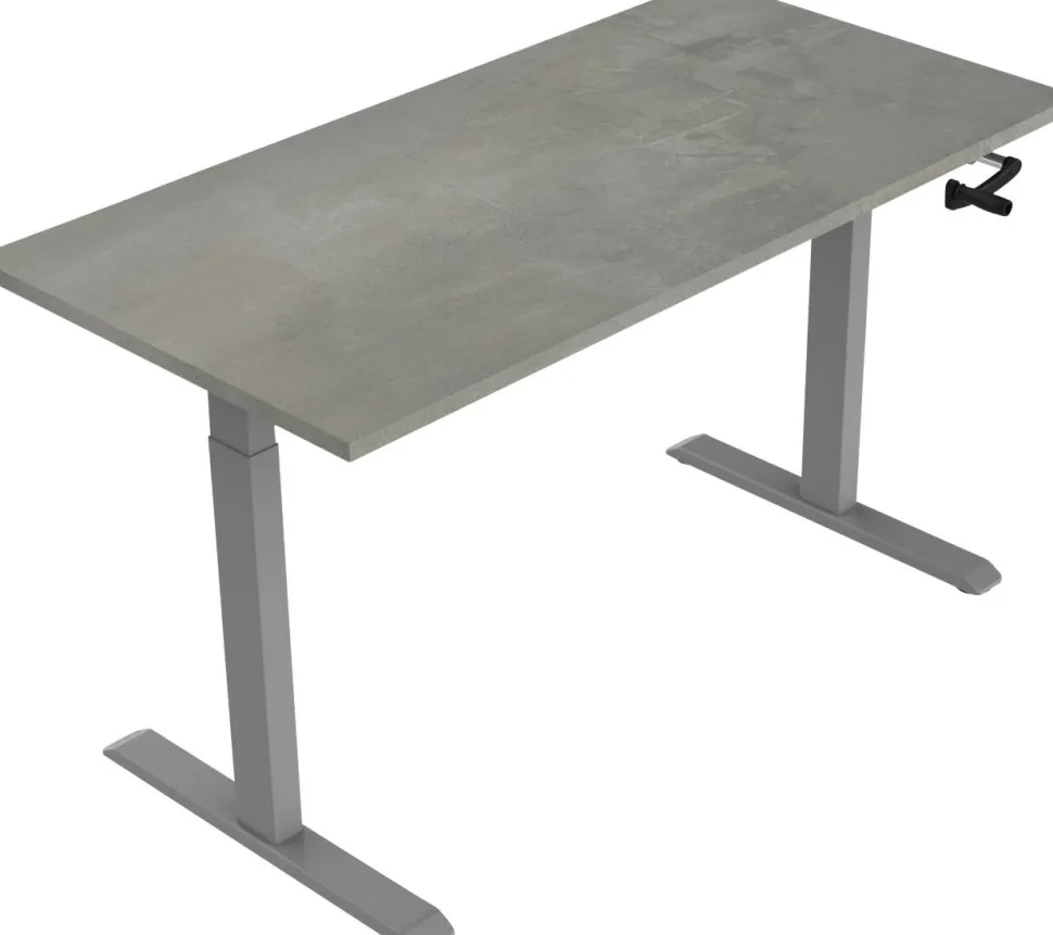 euroseats Crank Zit-sta-bureau Rechthoekig Oxyd Beton T-Voet 1.200 (B) x 800 (D) x 1.190 (H) mm Metaal