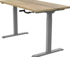 euroseats Crank Zit-sta-bureau Rechthoekig Naturel Eiken T-Voet 1.200 (B) x 800 (D) x 1.190 (H) mm Metaal