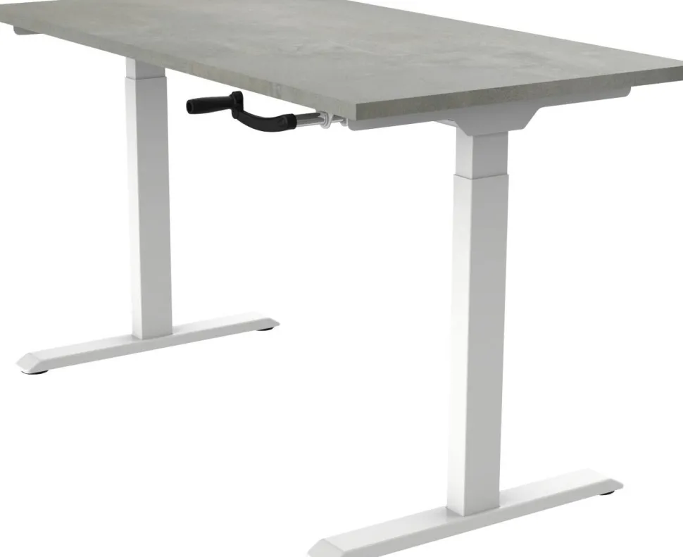euroseats Crank Zit-sta-bureau Rechthoekig Oxyd Beton T-Voet 1.600 (B) x 800 (D) x 1.190 (H) mm Metaal