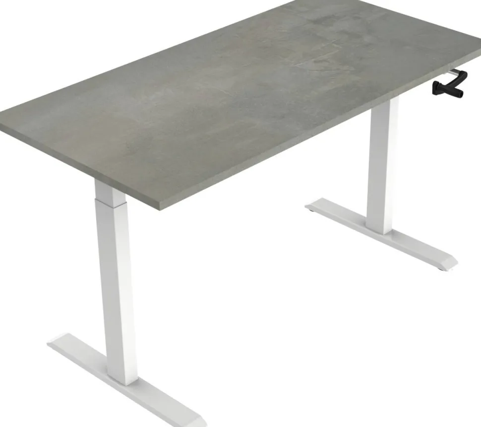 euroseats Crank Zit-sta-bureau Rechthoekig Oxyd Beton T-Voet 1.600 (B) x 800 (D) x 1.190 (H) mm Metaal
