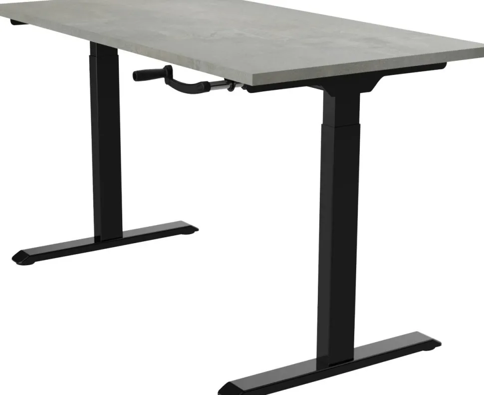 euroseats Crank Zit-sta-bureau Rechthoekig Oxyd Beton T-Voet 1.200 (B) x 800 (D) x 1.190 (H) mm Metaal