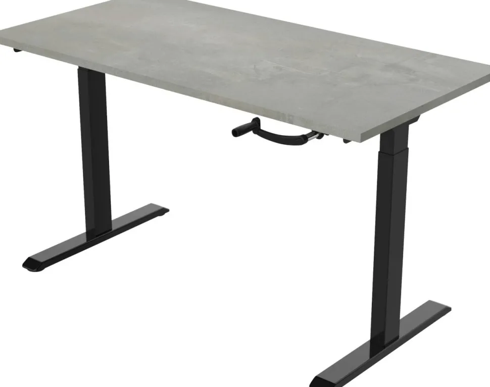 euroseats Crank Zit-sta-bureau Rechthoekig Oxyd Beton T-Voet 1.200 (B) x 800 (D) x 1.190 (H) mm Metaal