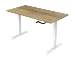 euroseats Crank Zit-sta-bureau Rechthoekig Naturel Eiken T-Voet 1.800 (B) x 800 (D) x 1.190 (H) mm Metaal