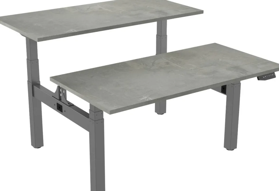 euroseats Dual Bench Zit-sta-bureau Rechthoekig Oxyd Beton H-Frame 1.800 (B) x 800 (D) x 1.305 (H) mm Metaal