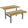 euroseats Dual Bench Zit-sta-bureau Rechthoekig Naturel Eiken H-Frame 1.600 (B) x 800 (D) x 1.305 (H) mm Metaal