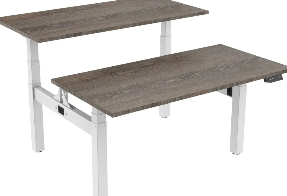 euroseats Dual Bench Zit-sta-bureau Rechthoekig Logan Eiken H-Frame 1.800 (B) x 800 (D) x 1.305 (H) mm Metaal